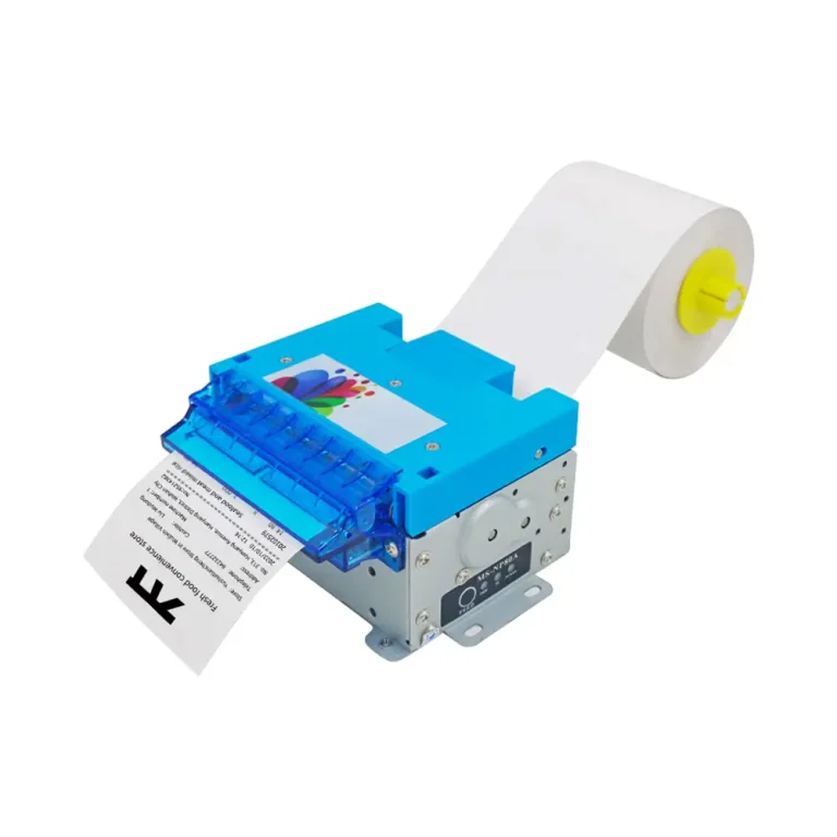 SNR-KP800-VX 80mm embedded thermal kiosk printer with external paper roll holder and printed receipt output