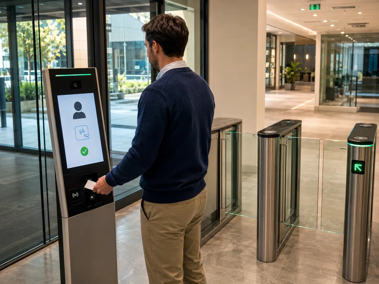 access control kiosk with RFID card dispenser